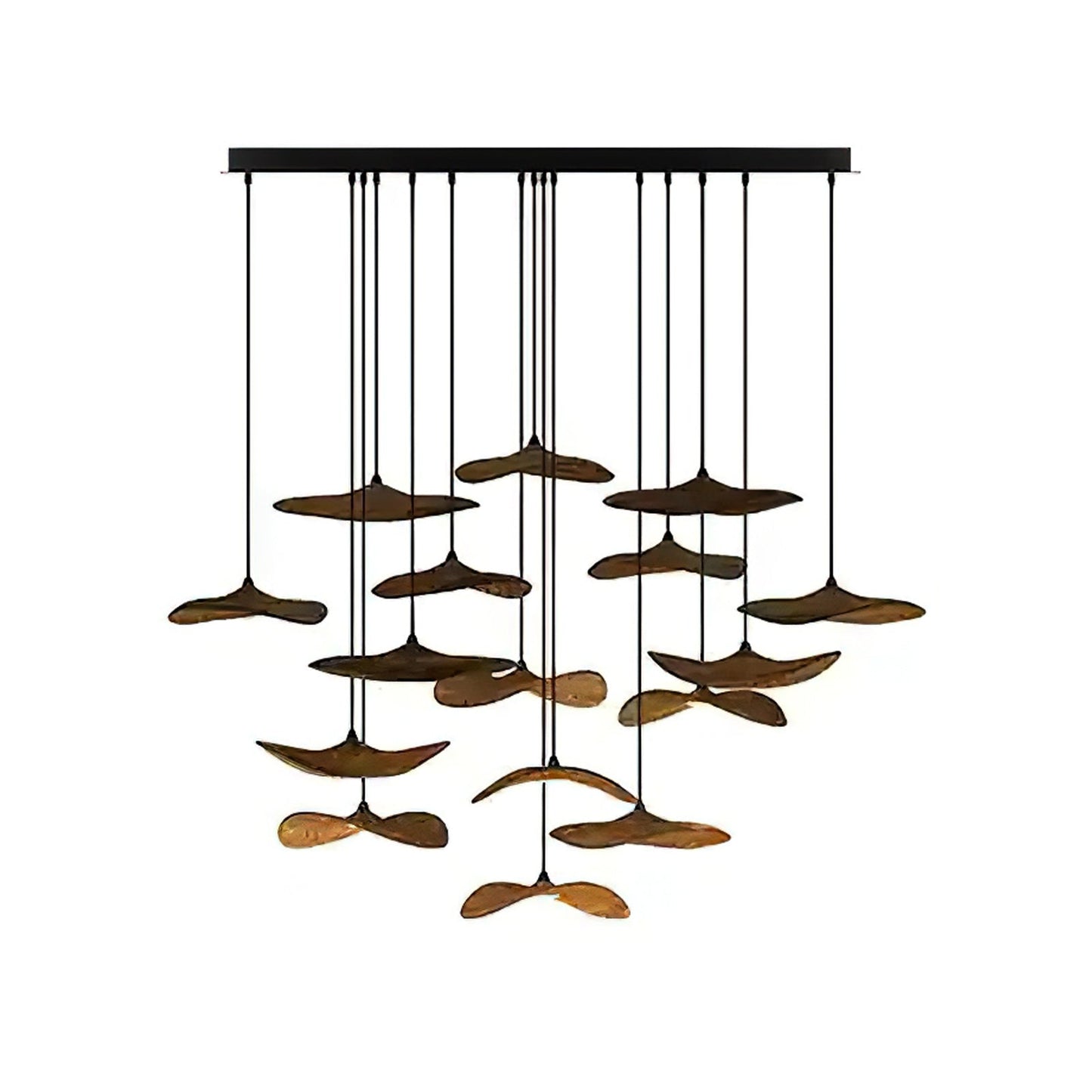 Empty Leaf Chandelier 16Heads Dia 47.2’’ x H 29.5’’ / Walnut Color / Warm Light Chandelier