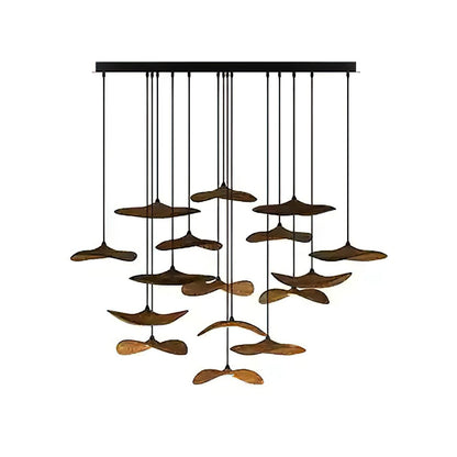 Empty Leaf Chandelier 16Heads Dia 47.2’’ x H 29.5’’ / Walnut Color / Warm Light Chandelier