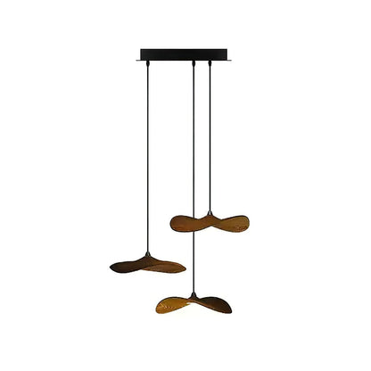 Empty Leaf Chandelier 3Heads Dia 18.9’’ x H 13.8’’ / Walnut Color / Warm Light Chandelier
