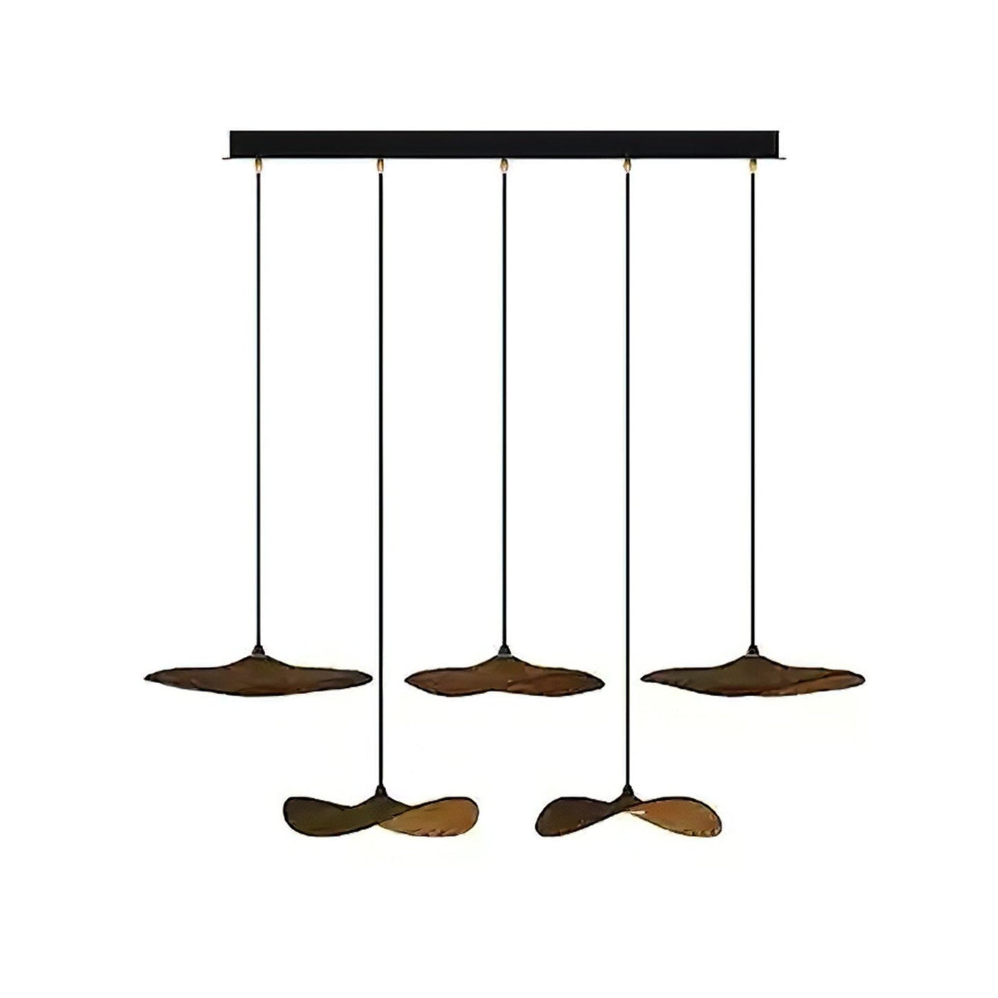 Empty Leaf Chandelier 5Heads L 39.4’’ x H 9.8’’ / Walnut Color / Warm Light Chandelier