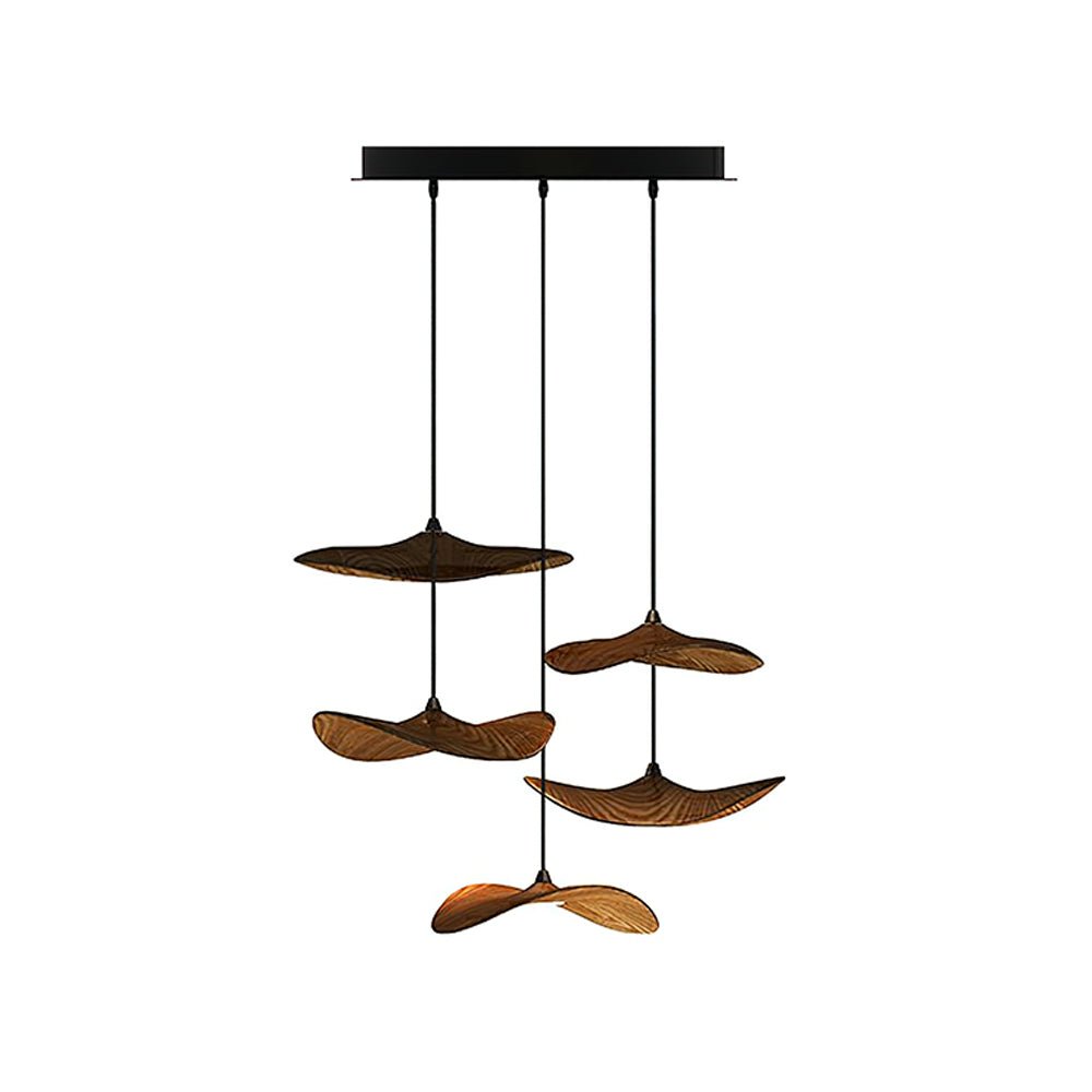 Empty Leaf Chandelier 5Heads Dia 21.7’’ x H 18.9’’ / Walnut Color / Warm Light Chandelier