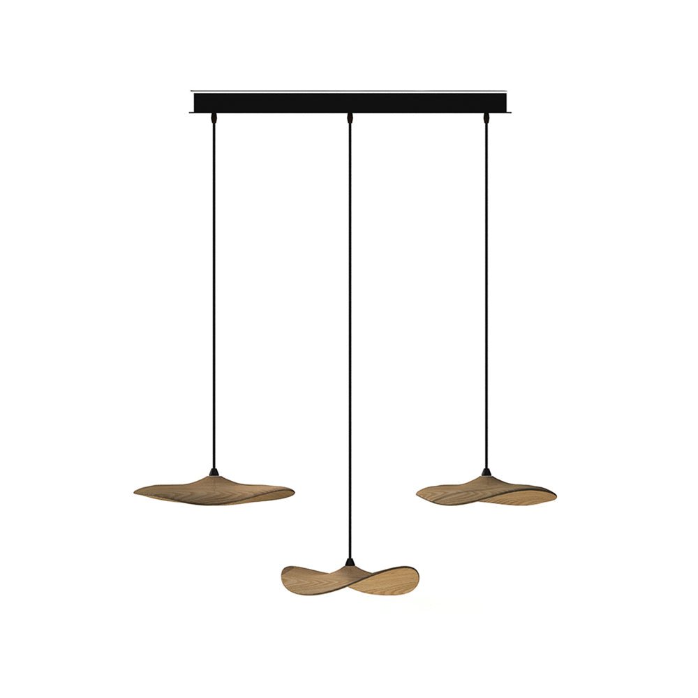 Empty Leaf Chandelier 3Heads L 33.5’’ x H 9.8’’ / Wood Color / Warm Light Chandelier