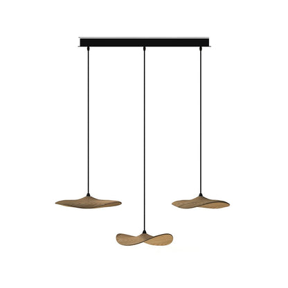 Empty Leaf Chandelier 3Heads L 33.5’’ x H 9.8’’ / Wood Color / Warm Light Chandelier