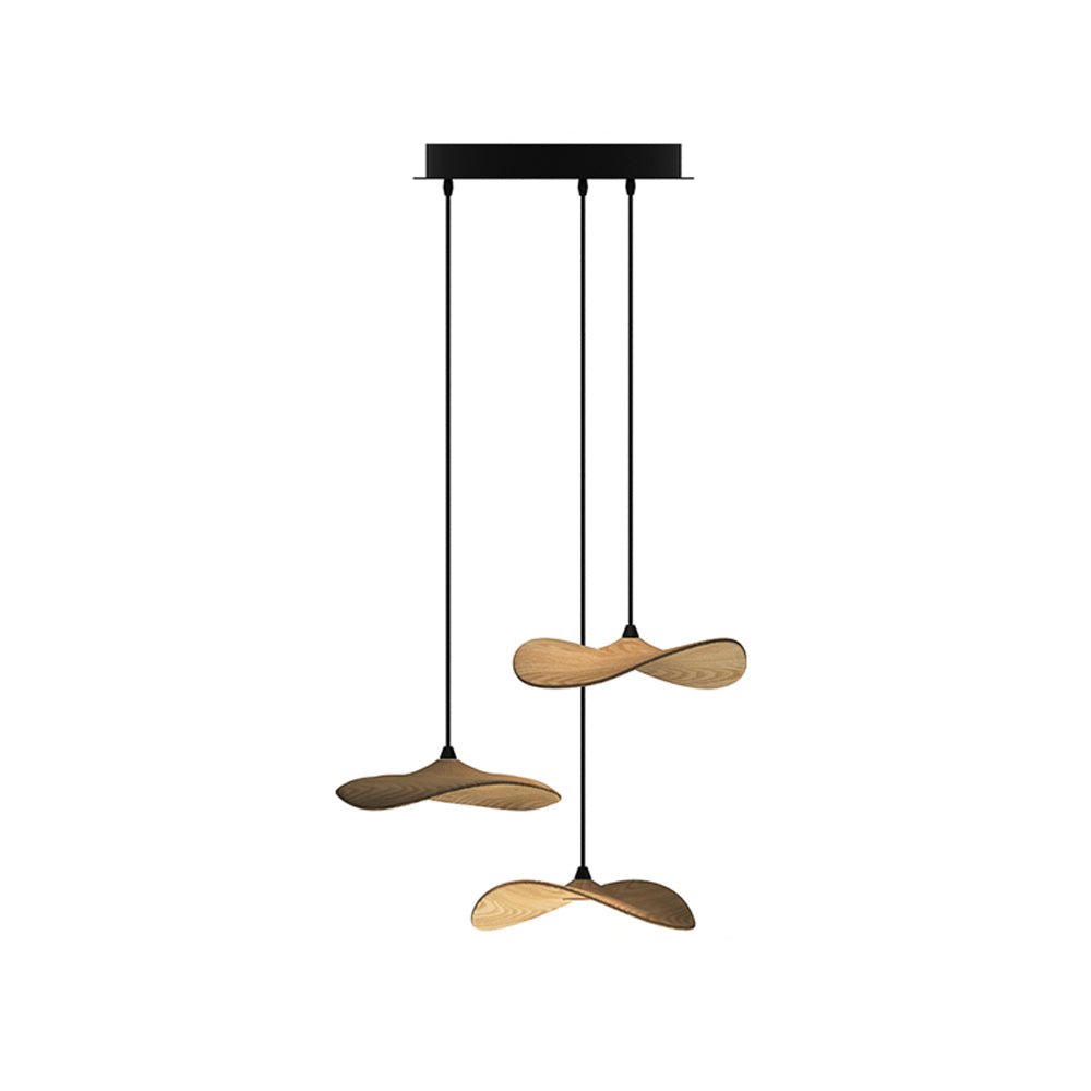 Empty Leaf Chandelier 3Heads Dia 18.9’’ x H 13.8’’ / Wood Color / Warm Light Chandelier