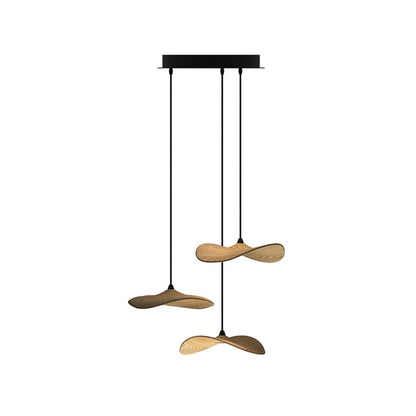 Empty Leaf Chandelier 3Heads Dia 18.9’’ x H 13.8’’ / Wood Color / Warm Light Chandelier