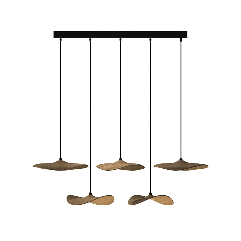 Empty Leaf Chandelier 5Heads L 39.4’’ x H 9.8’’ / Wood Color / Warm Light Chandelier