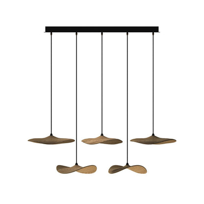 Empty Leaf Chandelier 5Heads L 39.4’’ x H 9.8’’ / Wood Color / Warm Light Chandelier