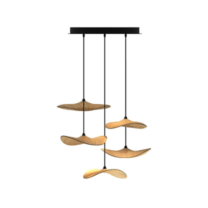 Empty Leaf Chandelier 5Heads Dia 21.7’’ x H 18.9’’ / Wood Color / Warm Light Chandelier