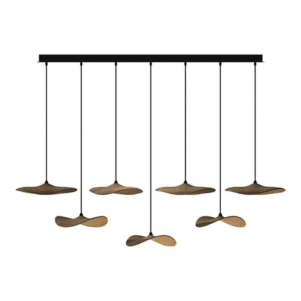 Empty Leaf Chandelier 7Heads L 55.1’’ x H 9.8’’ / Wood Color / Warm Light Chandelier