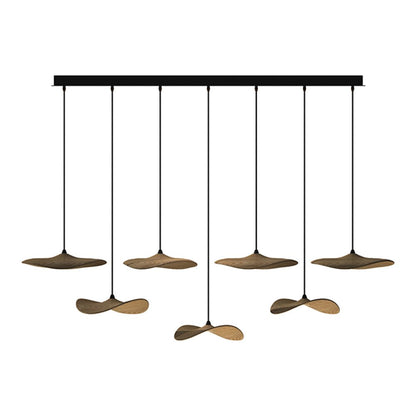 Empty Leaf Chandelier 7Heads L 55.1’’ x H 9.8’’ / Wood Color / Warm Light Chandelier