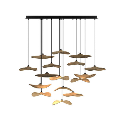 Empty Leaf Chandelier 16Heads Dia 47.2’’ x H 29.5’’ / Wood Color / Warm Light Chandelier
