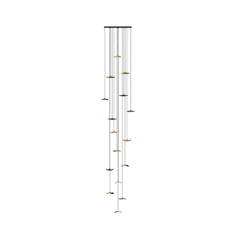 Empty Leaf Chandelier 16Heads Dia 47.2 x H 216.5’’ / Wood Color / Warm Light Chandelier