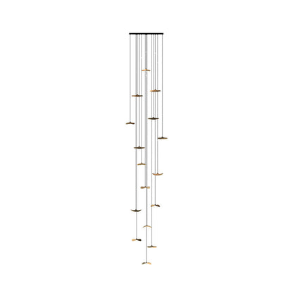 Empty Leaf Chandelier 16Heads Dia 47.2 x H 216.5’’ / Wood Color / Warm Light Chandelier