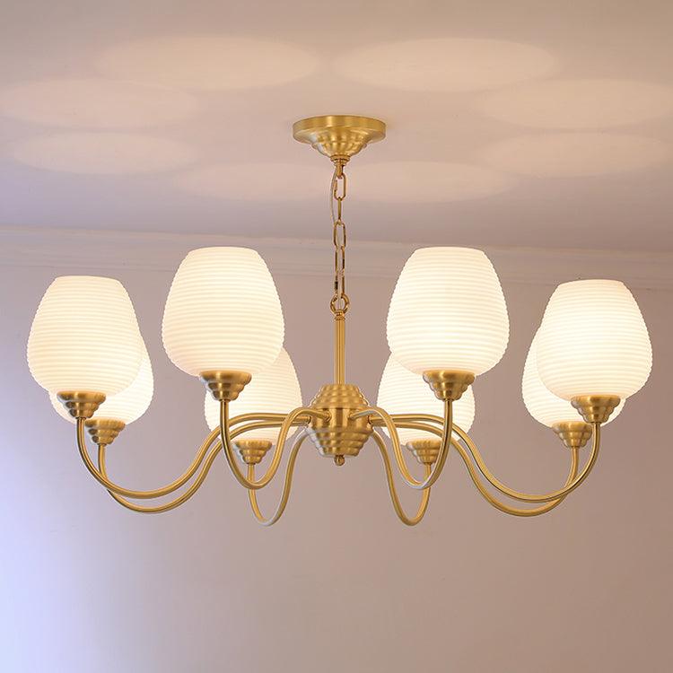 Endon Alton Chandelier 8 heads Dia 36.6″ x H 11.8″ / Dia 93cm x H 30cm / Brass + White Chandelier