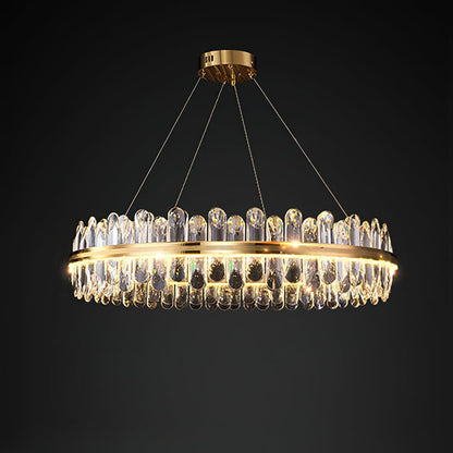 Enos Crystal Chandelier Round style Dia 39.4″ x H 7.9″ / Dia 100cm x H 20cm / Gold / Warm Light Chandelier