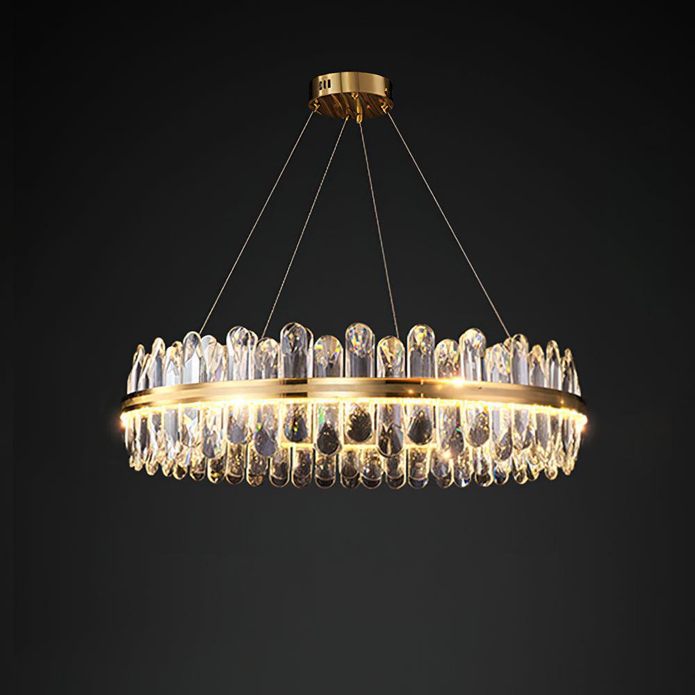 Enos Crystal Chandelier Round style Dia 31.5″ x H 7.9″ / Dia 80cm x H 20cm / Gold / Warm Light Chandelier