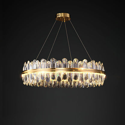 Enos Crystal Chandelier Round style Dia 31.5″ x H 7.9″ / Dia 80cm x H 20cm / Gold / Warm Light Chandelier