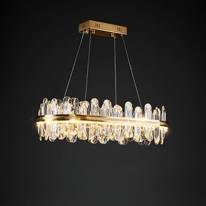 Enos Crystal Chandelier Long style L 23.6″ x W 13.8″ x H 7.9″ / L 60cm x W 35cm x H 20cm / Gold / Warm Light Chandelier