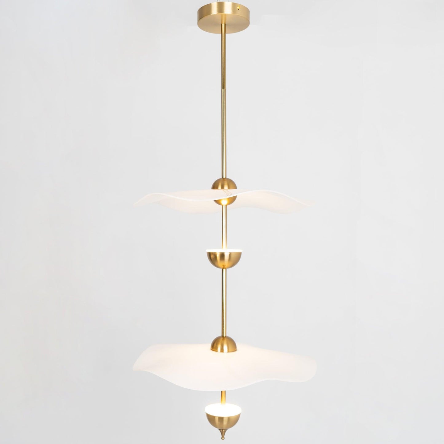 Envolee Double Biscuit Pendant Light Dia 15.7″ x H 27.5″ / Dia 40cm x H 70cm / Gold & White / Warm Light Pendant light