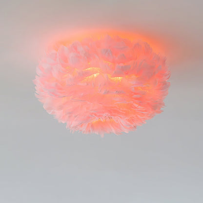 Feathered Ceiling Lamp Dia 19.7″ x H 11.8″ / Pink Ceiling lamp