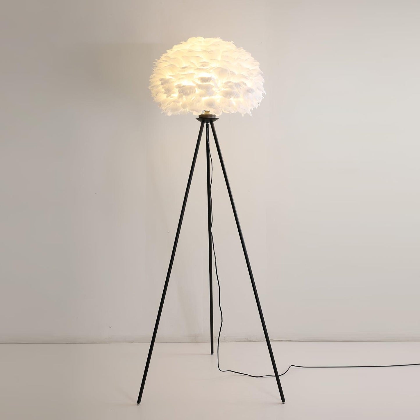 Eos Feather Floor Lamp Dia 19.6″ x H 59″/ Dia 50cm x H 150cm / Blakc & White / US plug Floor lamp