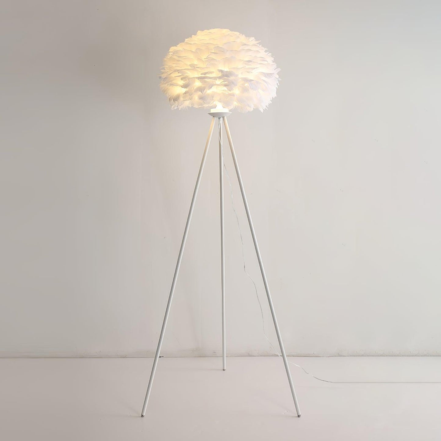 Eos Feather Floor Lamp Dia 19.6″ x H 59″/ Dia 50cm x H 150cm / White & White / US plug Floor lamp
