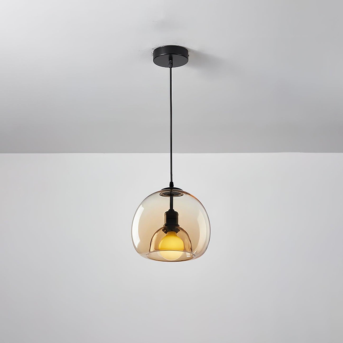 Eres Pendant Lamp ? 9.1″ x H 8.3″ / Dia 23cm x H 21cm / Black & Cognac color Pendant light