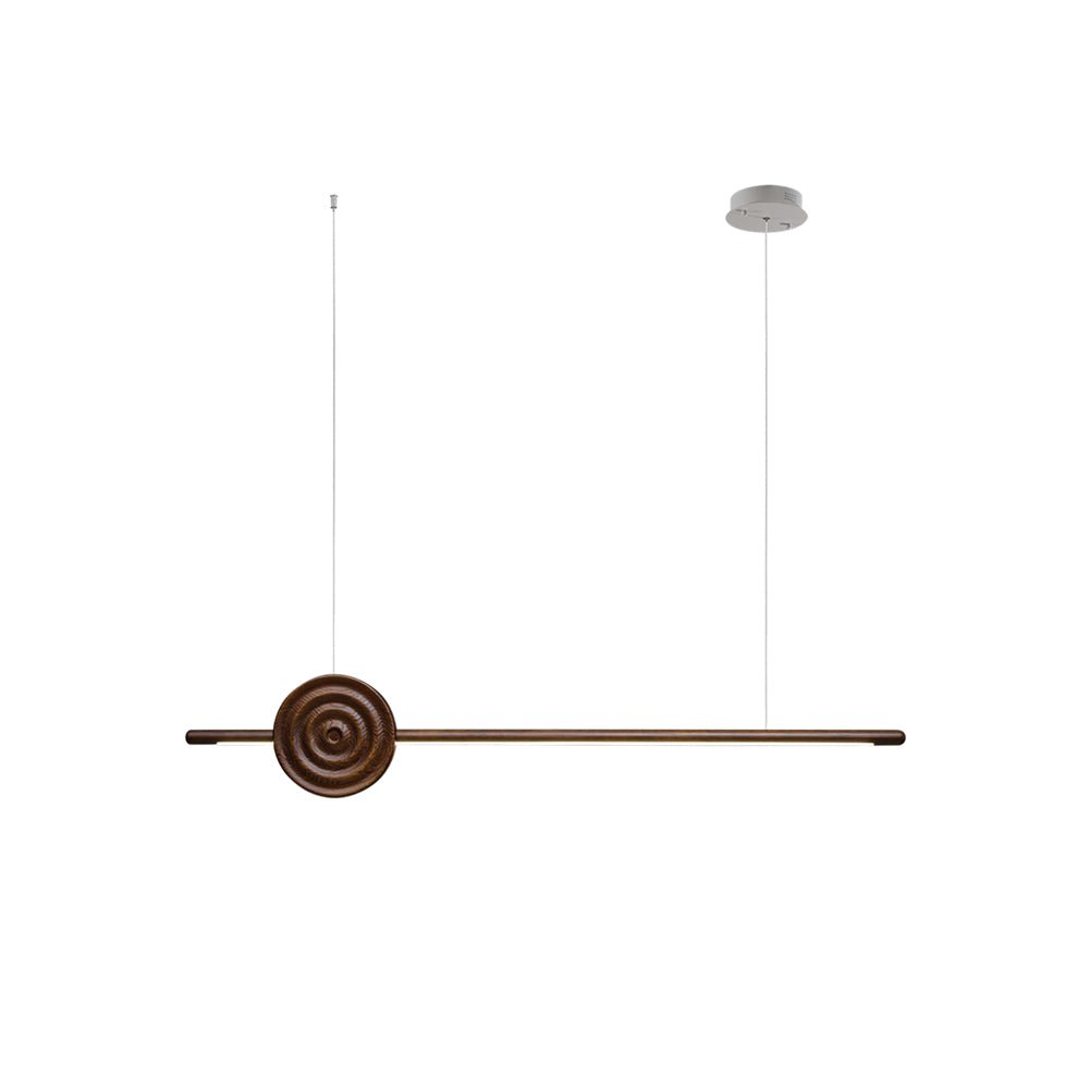 Erhu Wood Chandelier L 50’’ x H 9.8’’ / Walnut Color / Warm Light Chandelier