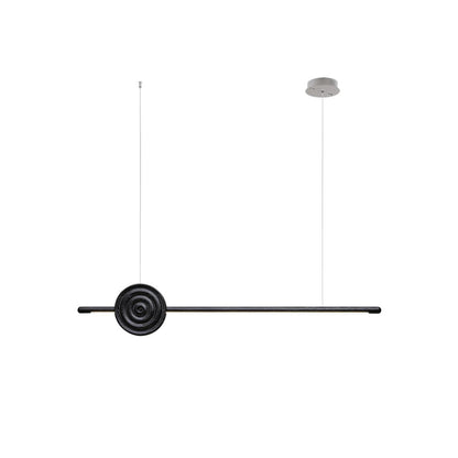 Erhu Wood Chandelier L 50’’ x H 9.8’’ / Black / Warm Light Chandelier