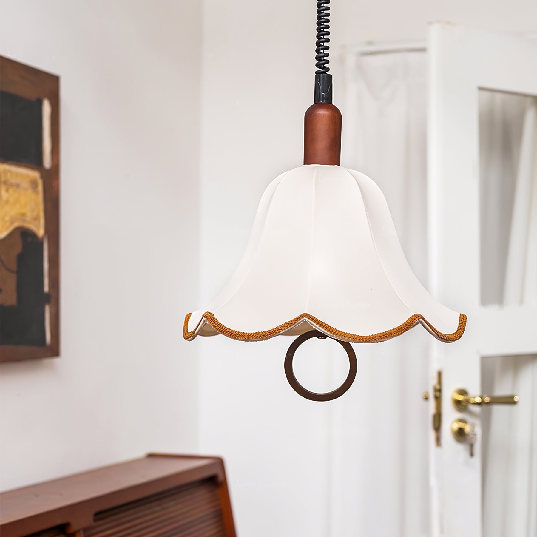 Eryn Fabric Pendant Light Dia 15.4″ x H 17.3″ / Dia 39cm x H 44cm / Dark walnut & Beige Pendant light