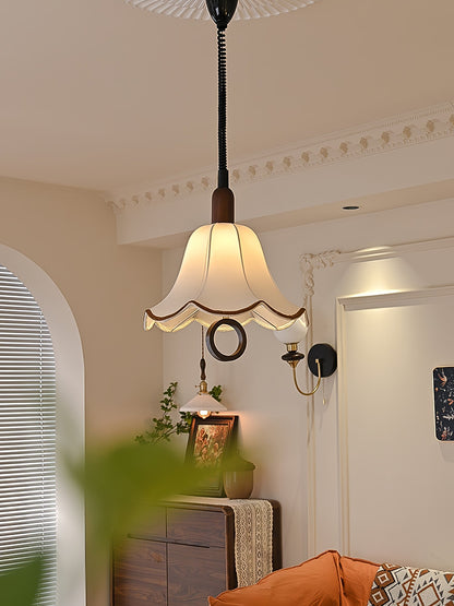 Eryn Fabric Pendant Light Dia 15.4″ x H 17.3″ / Dia 39cm x H 44cm / Dark walnut & Beige Pendant light
