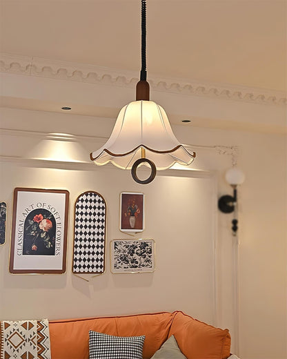 Eryn Fabric Pendant Light Dia 15.4″ x H 17.3″ / Dia 39cm x H 44cm / Dark walnut & Beige Pendant light