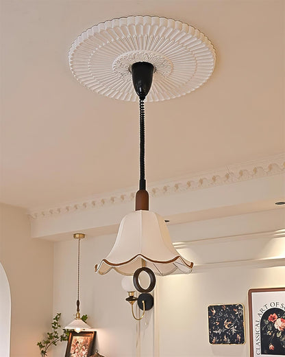 Eryn Fabric Pendant Light Dia 15.4″ x H 17.3″ / Dia 39cm x H 44cm / Dark walnut & Beige Pendant light