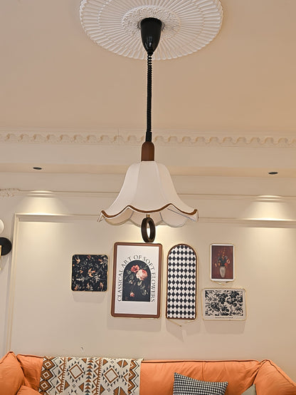 Eryn Fabric Pendant Light Dia 15.4″ x H 17.3″ / Dia 39cm x H 44cm / Dark walnut & Beige Pendant light