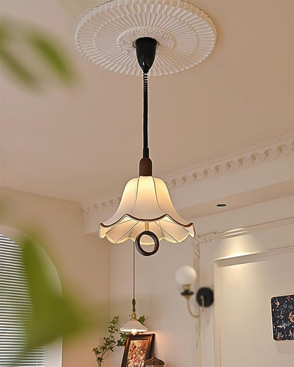 Eryn Fabric Pendant Light Dia 15.4″ x H 17.3″ / Dia 39cm x H 44cm / Dark walnut & Beige Pendant light