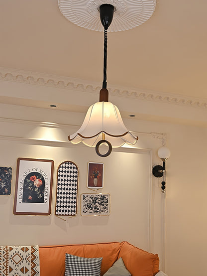 Eryn Fabric Pendant Light Dia 15.4″ x H 17.3″ / Dia 39cm x H 44cm / Dark walnut & Beige Pendant light