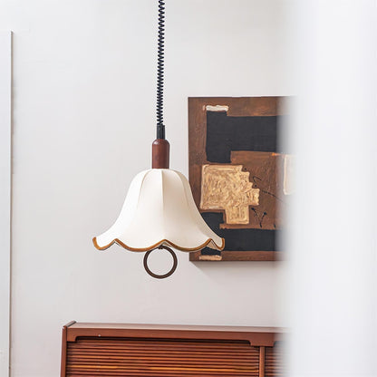 Eryn Fabric Pendant Light Dia 15.4″ x H 17.3″ / Dia 39cm x H 44cm / Dark walnut & Beige Pendant light