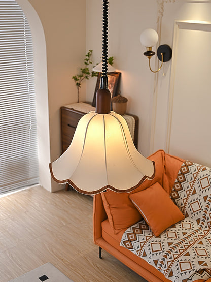 Eryn Fabric Pendant Light Dia 15.4″ x H 17.3″ / Dia 39cm x H 44cm / Dark walnut & Beige Pendant light