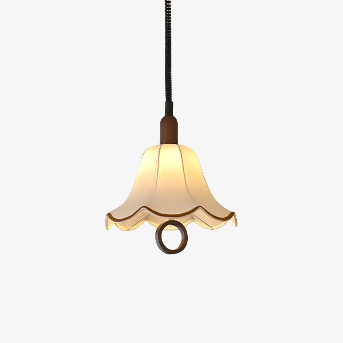 Eryn Fabric Pendant Light Dia 15.4″ x H 17.3″ / Dia 39cm x H 44cm / Dark walnut & Beige Pendant light