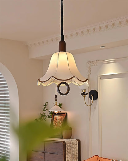 Eryn Fabric Pendant Light Dia 15.4″ x H 17.3″ / Dia 39cm x H 44cm / Dark walnut & Beige Pendant light