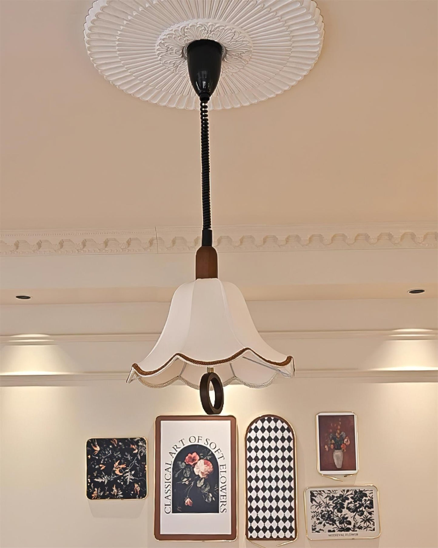 Eryn Fabric Pendant Light Dia 15.4″ x H 17.3″ / Dia 39cm x H 44cm / Dark walnut & Beige Pendant light