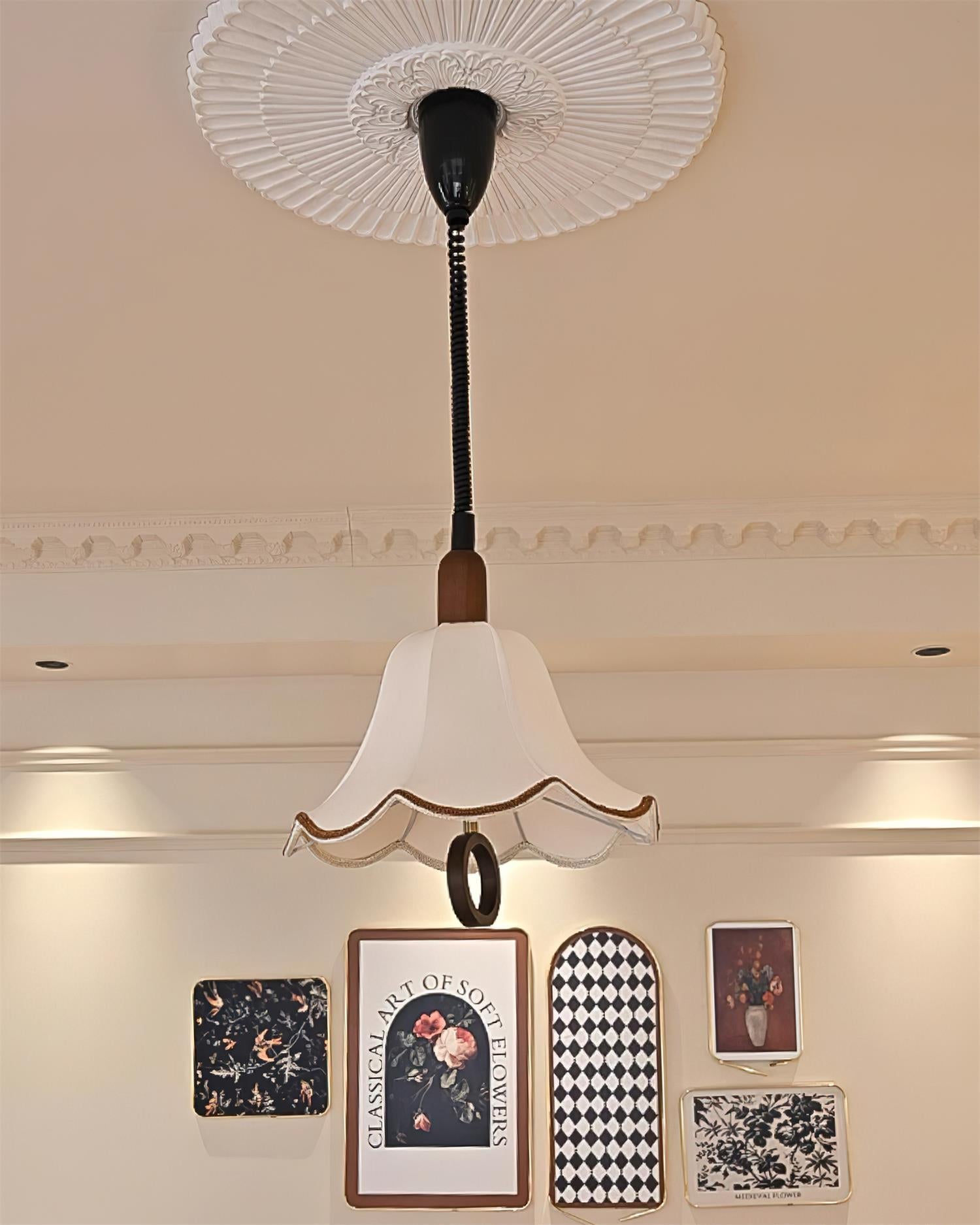 Eryn Fabric Pendant Light Dia 15.4″ x H 17.3″ / Dia 39cm x H 44cm / Dark walnut & Beige Pendant light