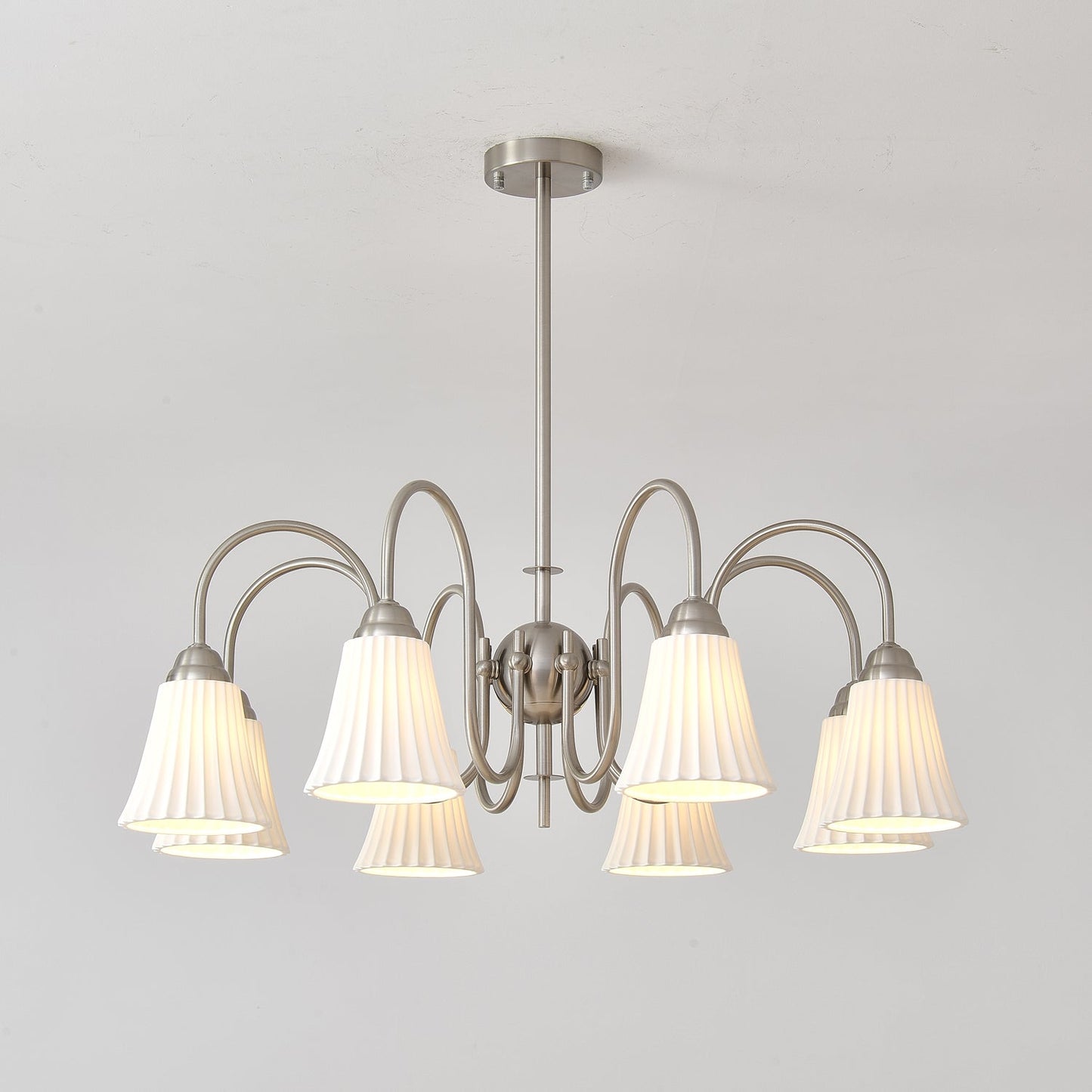 Esther Chandelier 8 heads Dia 33.5″ x H 18.9″ / Dia 85cm x H 48cm / Nickel Chandelier