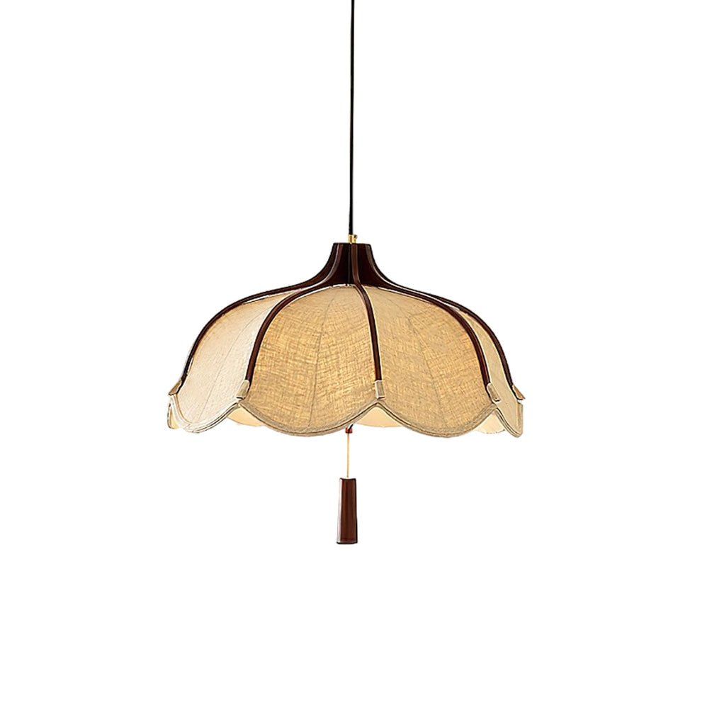 Evelyn Pendant Lamp Dia 40cm x H 30cm / Dia 15.7″ x H 11.8″ / Walnut wood & Beige Pendant light