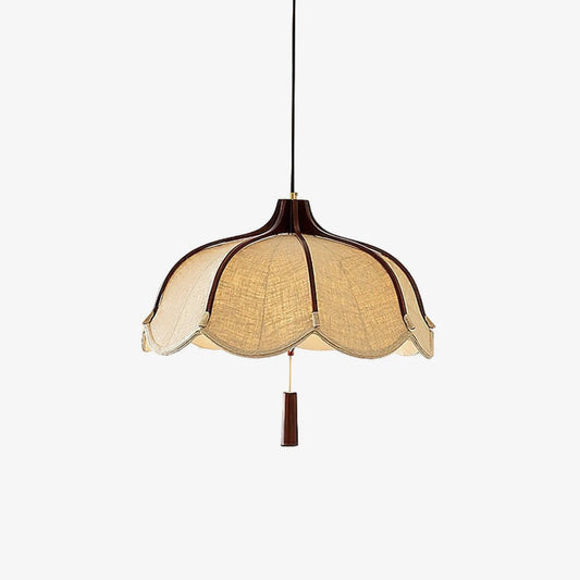 Evelyn Pendant Lamp Dia 50cm x H 30cm / Dia 19.7″ x H 11.8″ / Walnut wood & Beige Pendant light