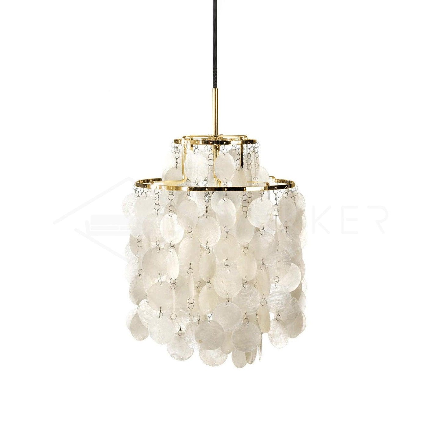 Round Shell Chandelier Dia 11″ x H 13″ / Dia 28cm x H 33cm / Gold Chandelier