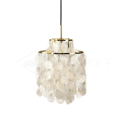 Round Shell Chandelier Dia 11″ x H 13″ / Dia 28cm x H 33cm / Gold Chandelier