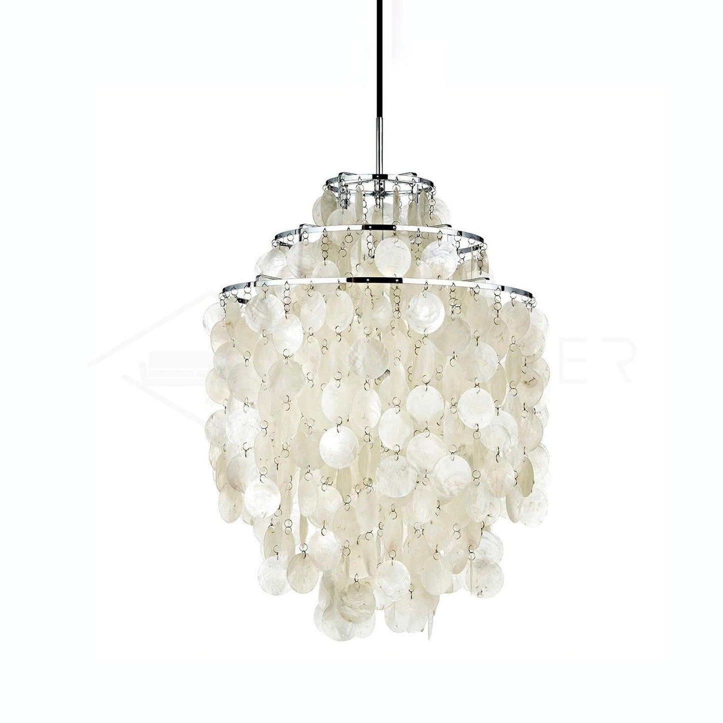 Round Shell Chandelier Dia 17.7″ x H 19.6″ / Dia 45cm x H 50cm / Chrome Chandelier
