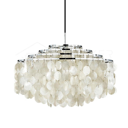 Round Shell Chandelier Dia 22.4″ x H 9.8″ / Dia 57cm x H 25cm / Chrome Chandelier