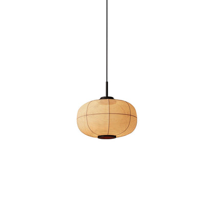 Fabric Art Hanging Lamp Model E Dia 15.7″ x H 11″ / Dia 40cm x H 28cm / Beige & Black Pendant light